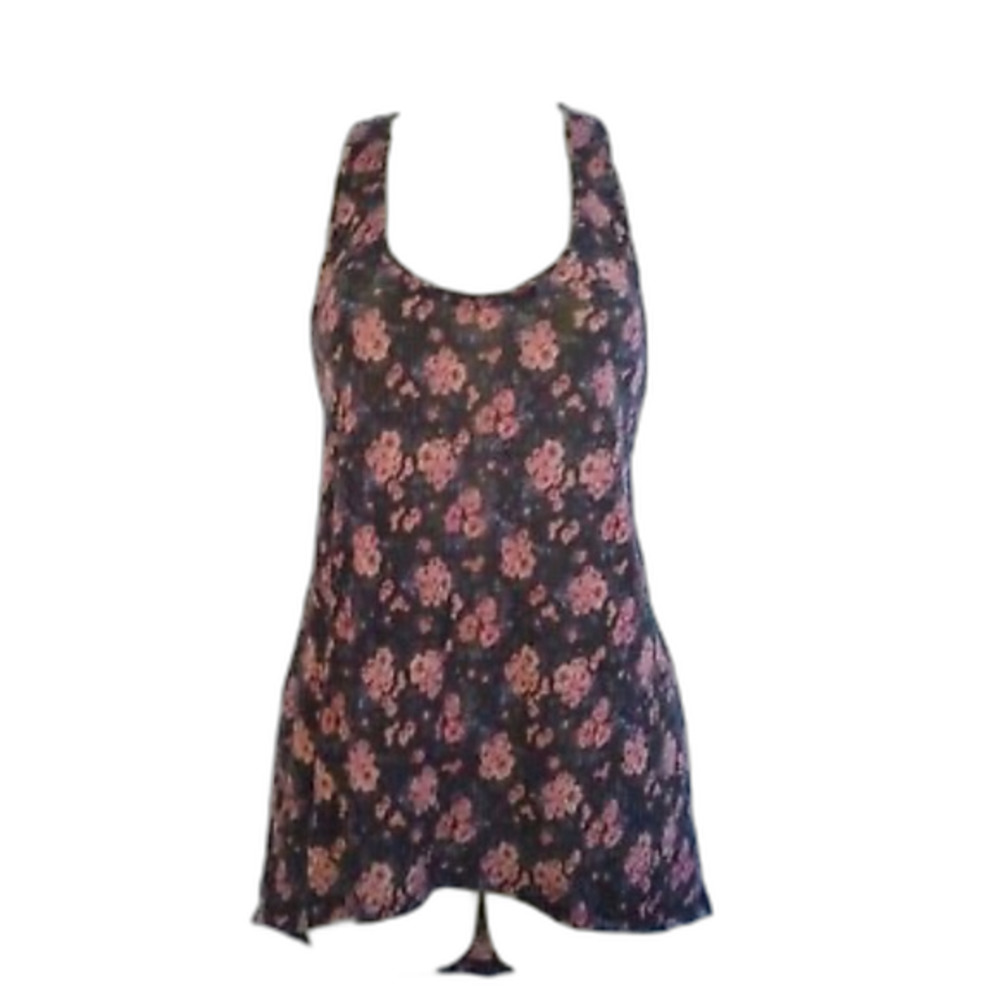 Free People Red Floral High Low Racerback Tank - Size M